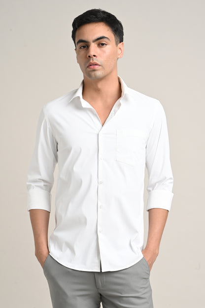 Premium Stretch Cotton Shirt – Classic White