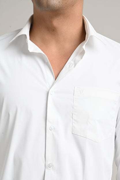 Premium Stretch Cotton Shirt – Classic White