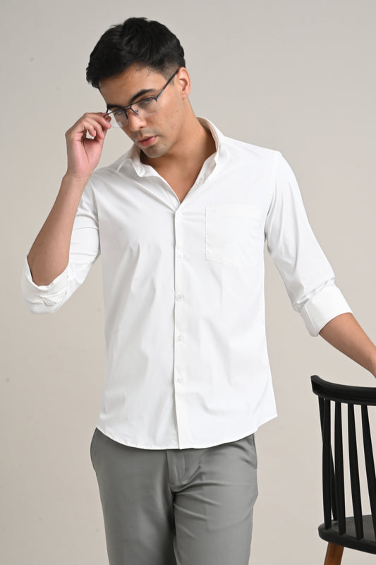 Premium Stretch Cotton Shirt – Classic White
