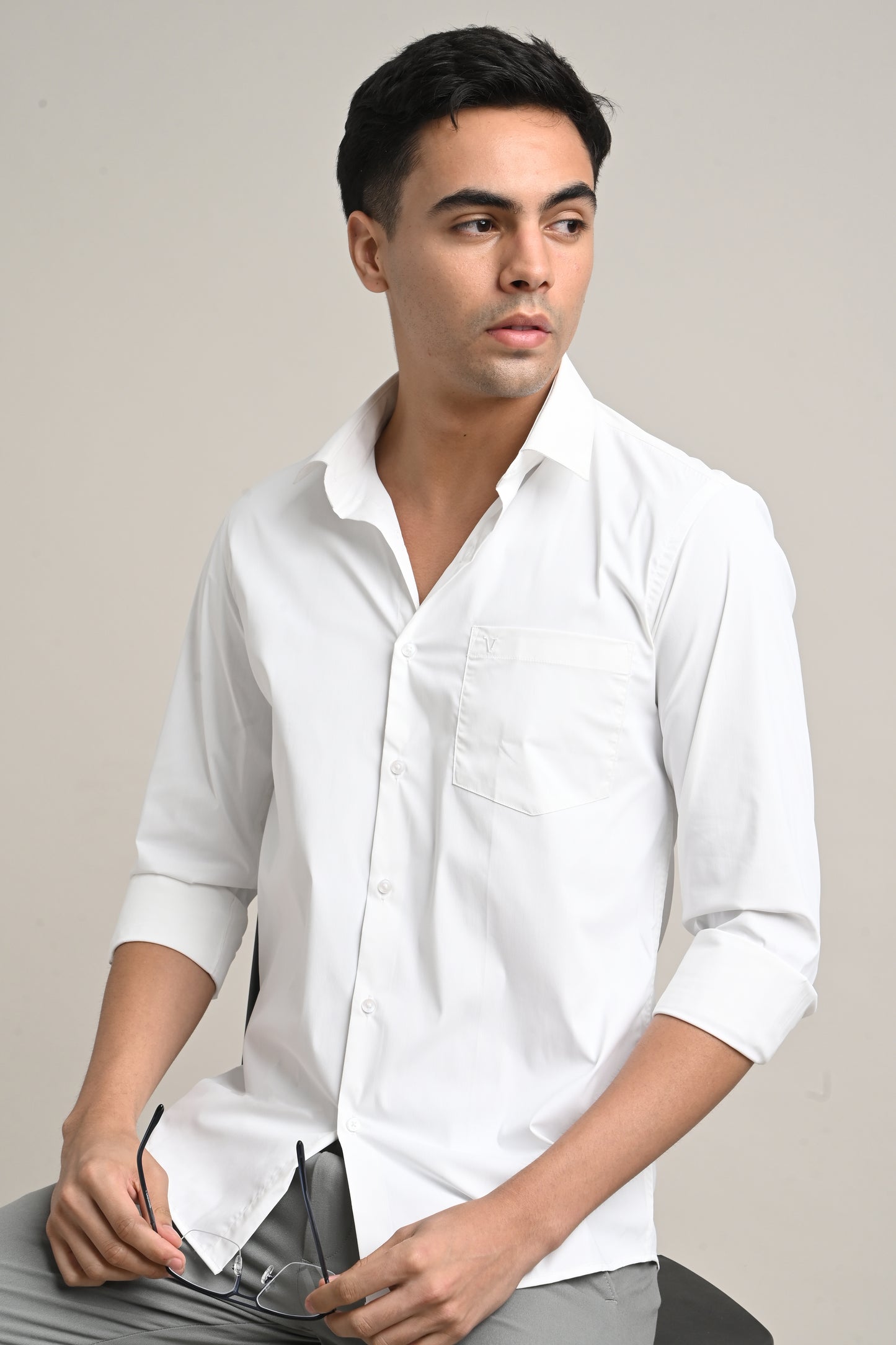 Premium Stretch Cotton Shirt – Classic White