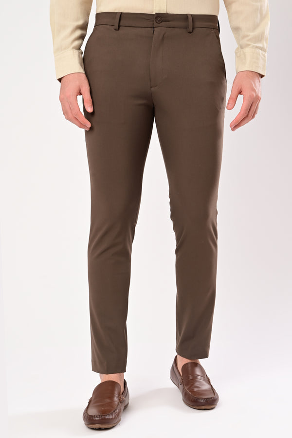 Ankle-Fit Stretch Trouser - Eco Brown (image 1)