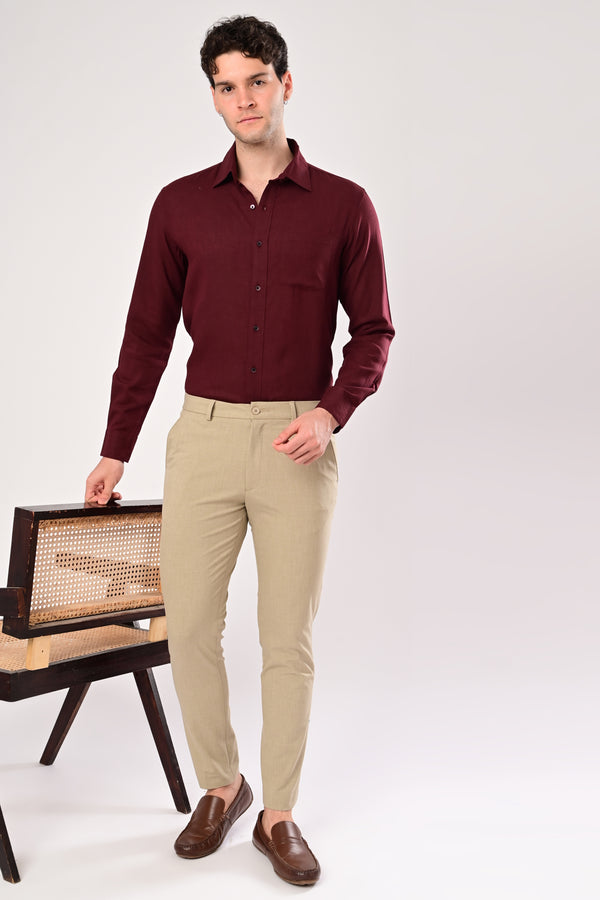Ankle-Fit Stretch Trouser - Beige Melange