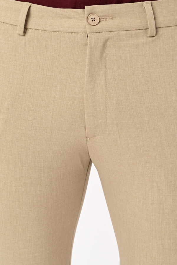 Ankle-Fit Stretch Trouser - Beige Melange