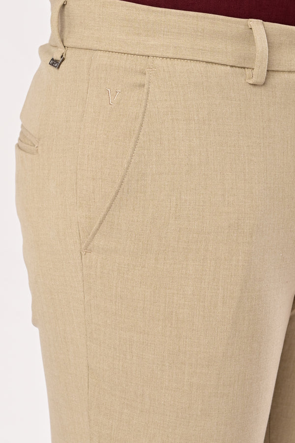 Ankle-Fit Stretch Trouser - Beige Melange (image 1)