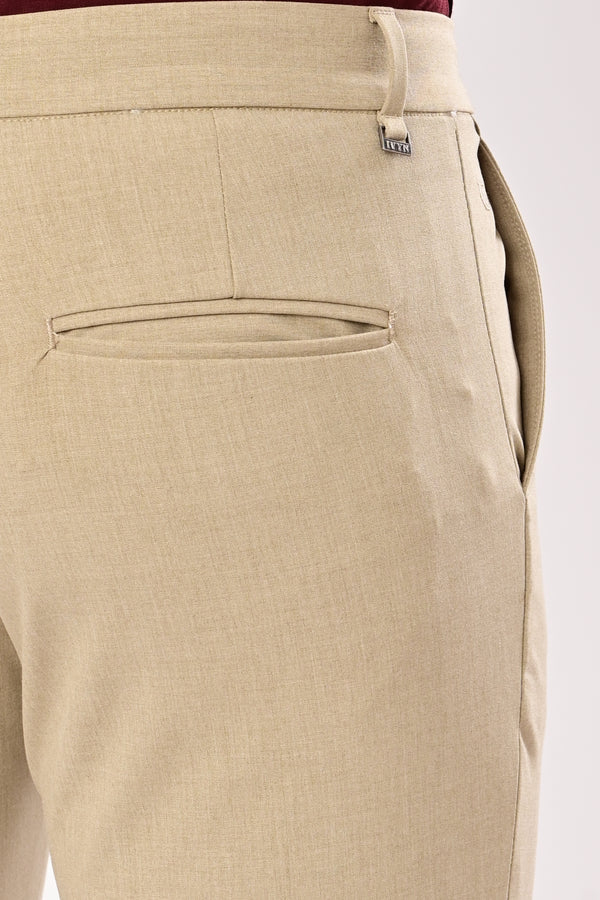 Ankle-Fit Stretch Trouser - Beige Melange alternate view