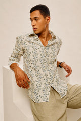 Arden Pure Linen Botanical Shirt — Natural Ivory