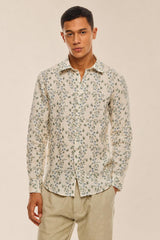 Arden Pure Linen Botanical Shirt — Natural Ivory
