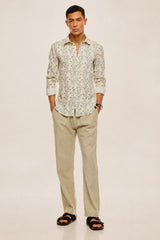 Arden Pure Linen Botanical Shirt — Natural Ivory