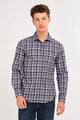 Smart Casual Plaid Shirt Blue Grey