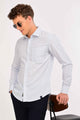 Essential Stripe Cotton Shirt – Tailored Comfort Fit Silver Mist
