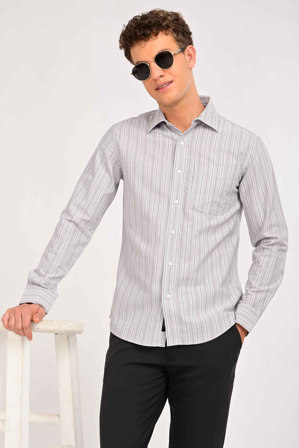 Essential Stripe Cotton Shirt – Tailored Comfort Fit