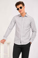 Essential Stripe Cotton Shirt – Tailored Comfort Fit Pearl Grey