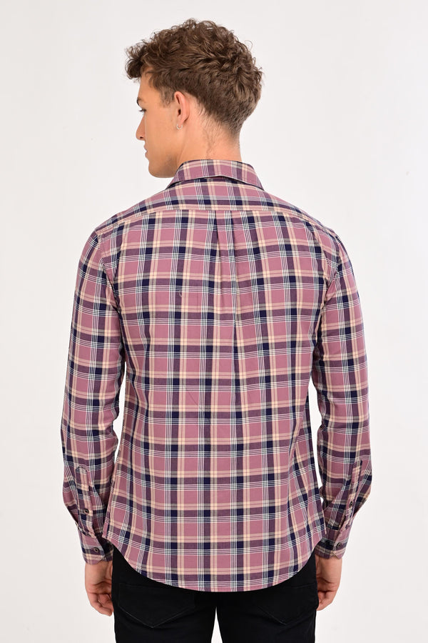 Smart Casual Plaid Shirt - Dusty Maroon (image 1)