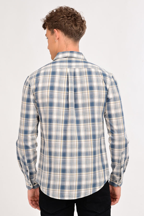 Smart Casual Plaid Shirt - Stone Blue (image 1)