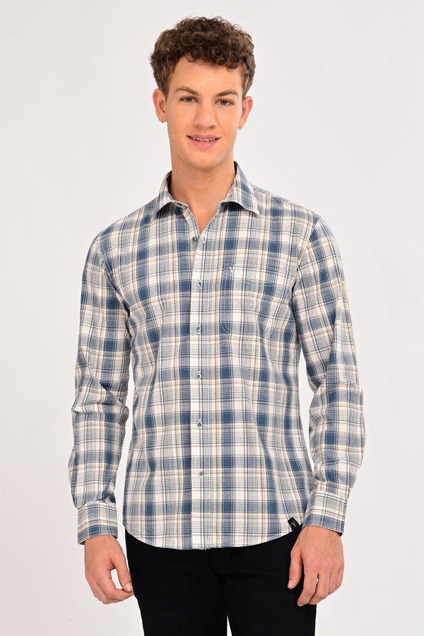 Smart Casual Plaid Shirt - Stone Blue (image 2)