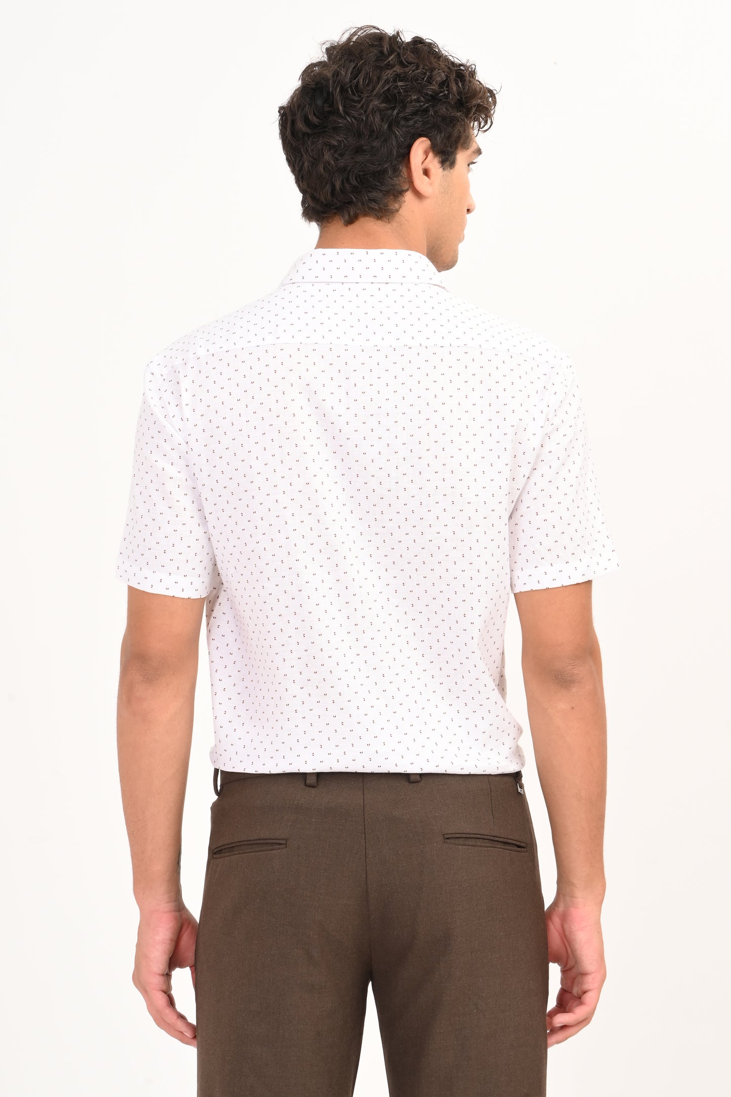 White Printed Half Sleeve Casual Shirt