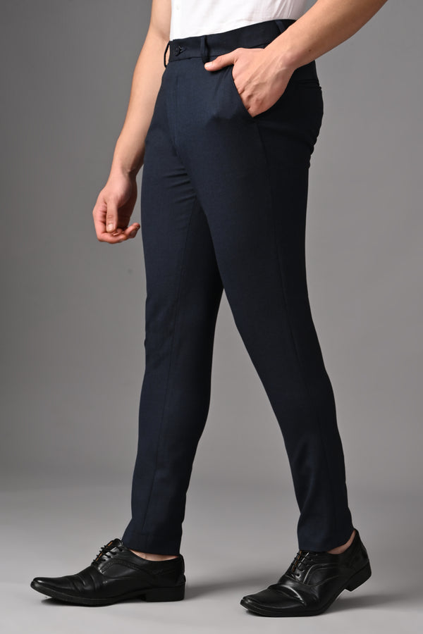 Ankle-Fit Stretch Trouser - Melange Blue alternate view