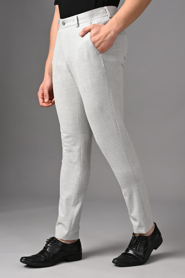 Ankle-Fit Stretch Trouser - Melange Lighter Grey alternate view