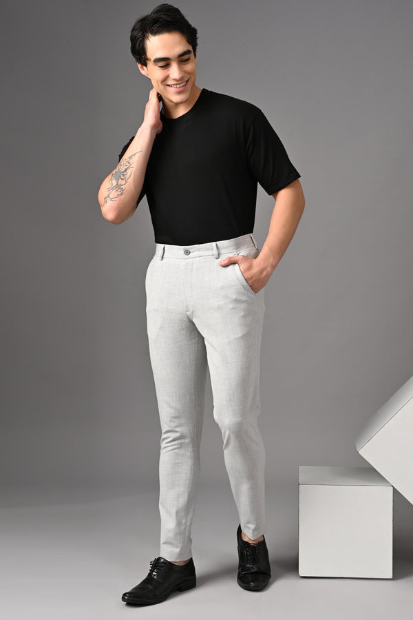 Ankle-Fit Stretch Trouser - Melange Lighter Grey