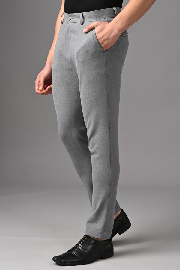 Ankle-Fit Stretch Trouser - Grey Mélange alternate view