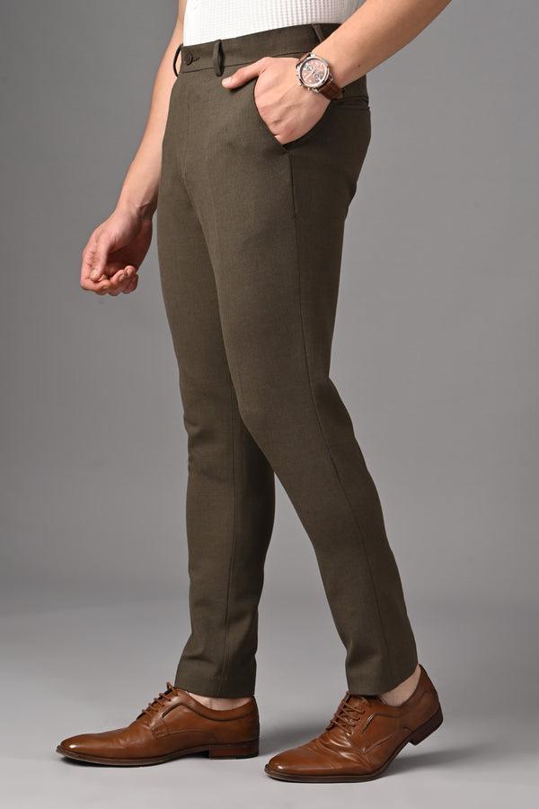 Ankle-Fit Stretch Trouser - Mélange Brown alternate view