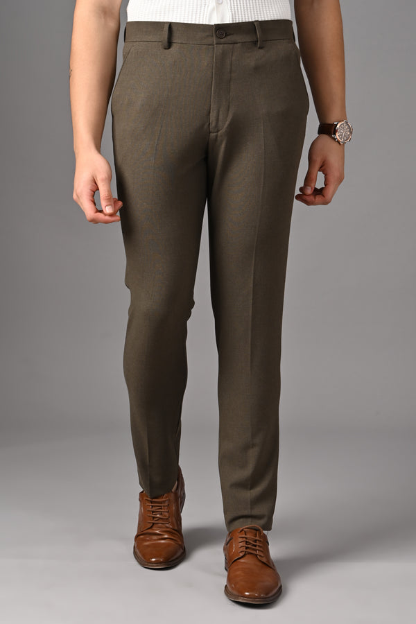 Ankle-Fit Stretch Trouser - Mélange Brown (image 2)