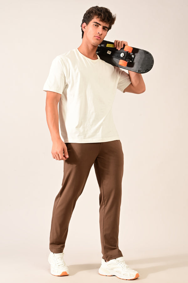 IVYN 4-Way Stretch Cotton Track Pants – Slim Fit - Mocha Brown