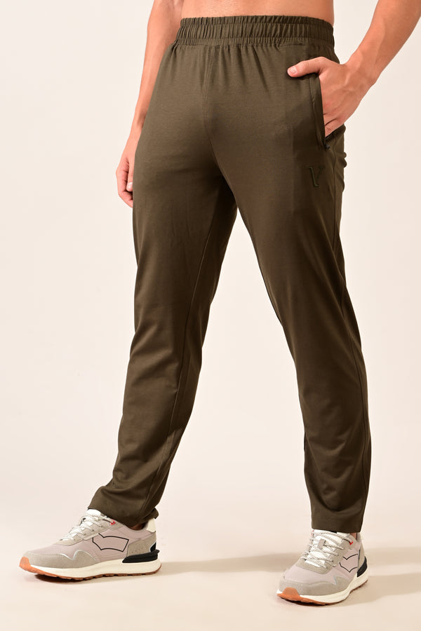 IVYN 4-Way Stretch Cotton Track Pants – Slim Fit - Olive Green alternate view