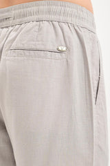 Oasis Linen-Blend Drawstring Trousers — Dove Grey - IVYN