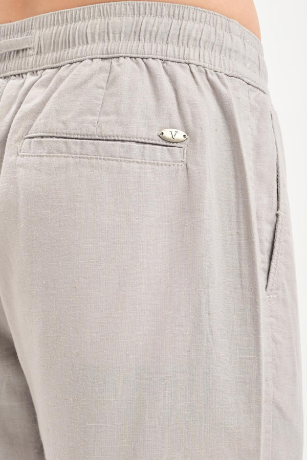 Oasis Linen-Blend Drawstring Trousers — Dove Grey - IVYN