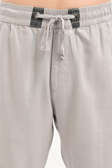 Oasis Linen-Blend Drawstring Trousers — Dove Grey - IVYN