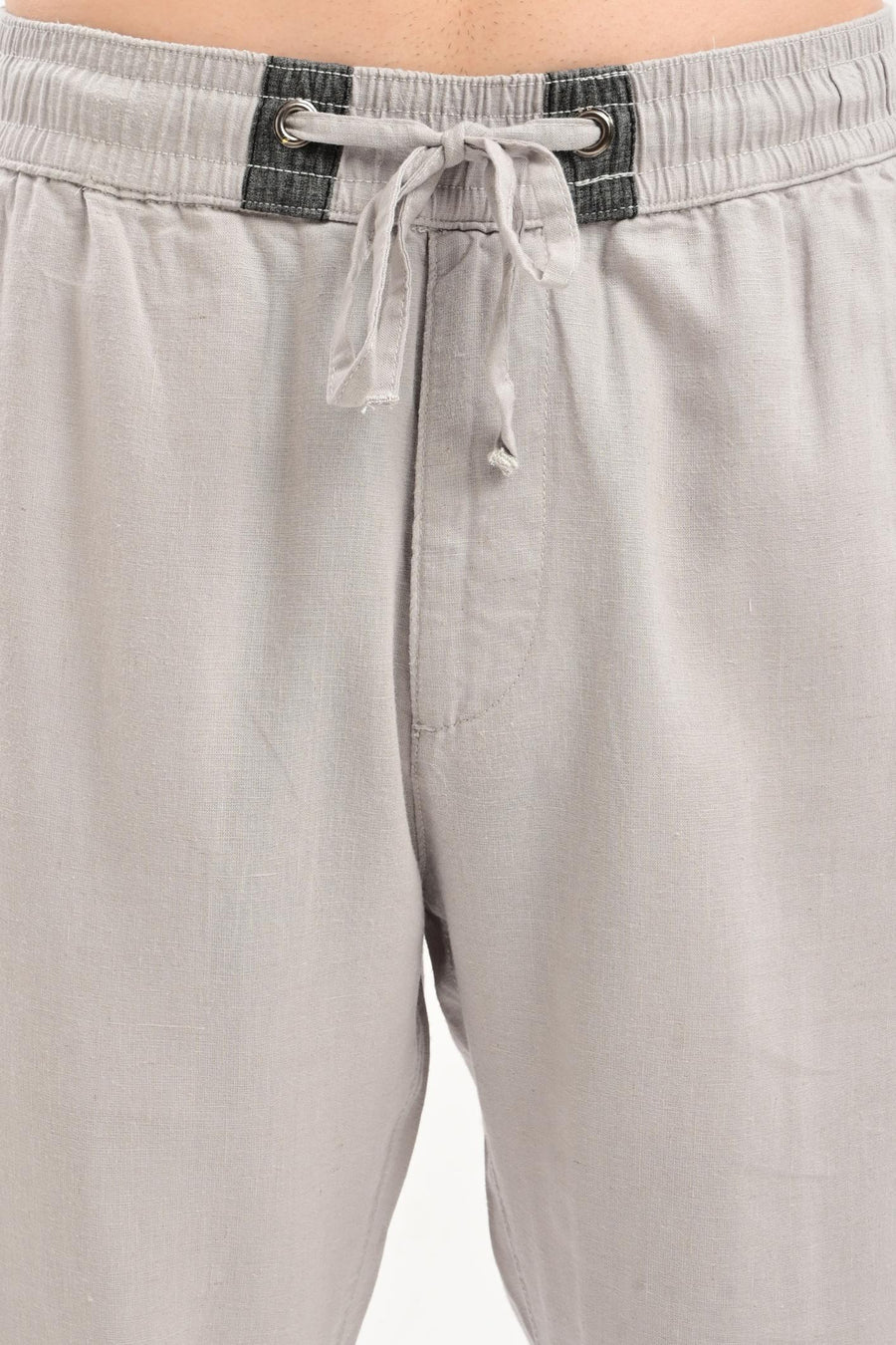 Oasis Linen-Blend Drawstring Trousers — Dove Grey - IVYN