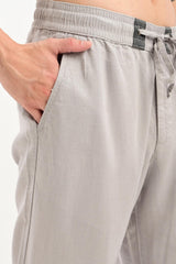 Oasis Linen-Blend Drawstring Trousers — Dove Grey - IVYN