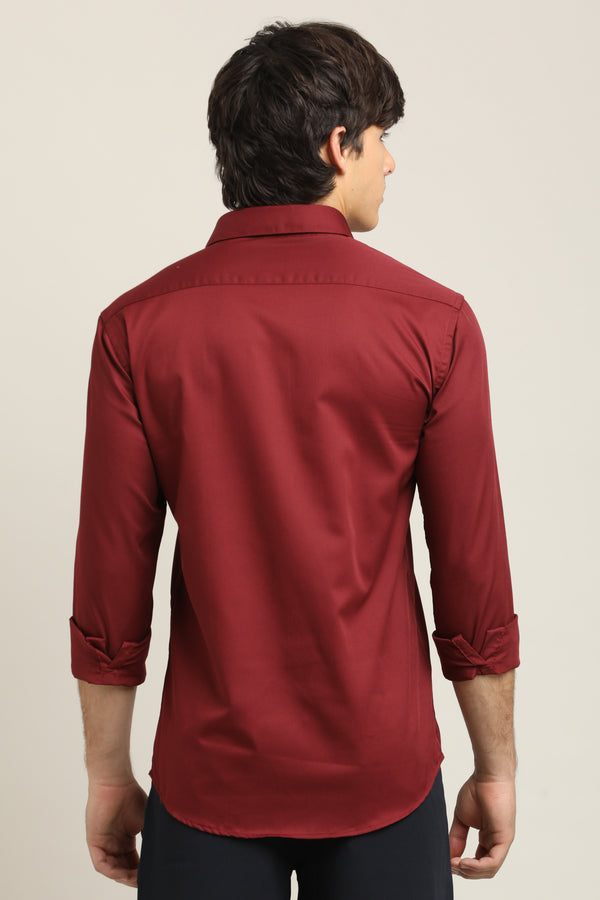 Solid Shirt - Burgundy Red