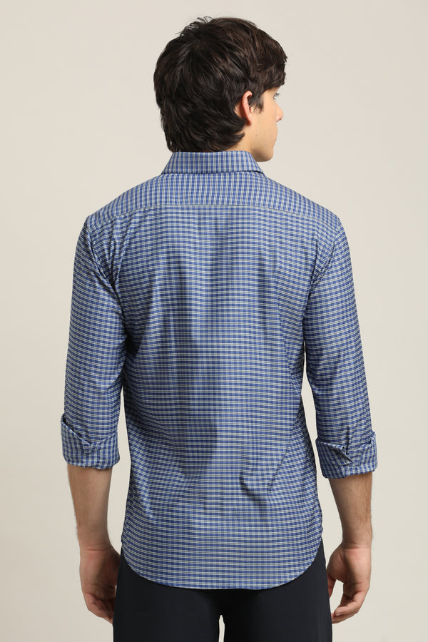 Navy Blue Micro-Check Shirt — alternate view