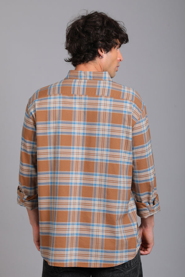 Checked Cotton Casual Shirt - Brown & Blue alternate view