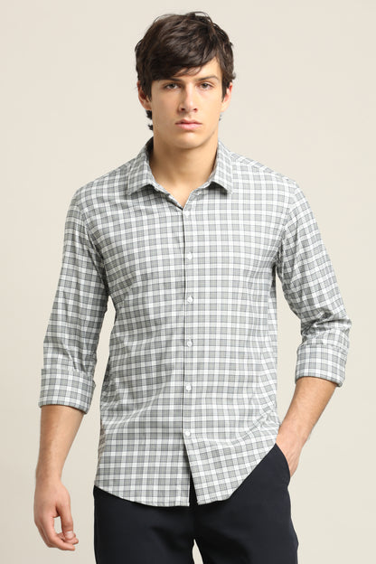 Ash Grey Checked TENCEL Shirt