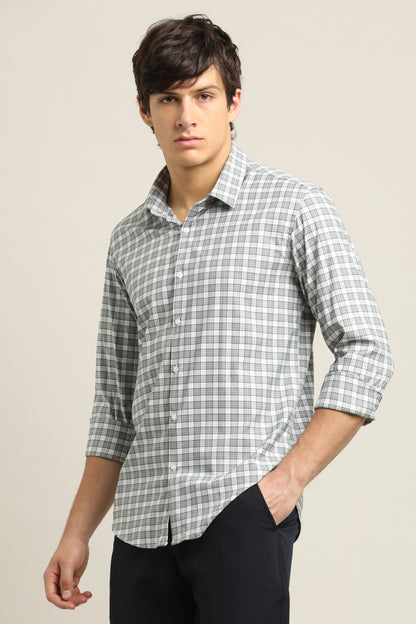 Ash Grey Checked TENCEL Shirt