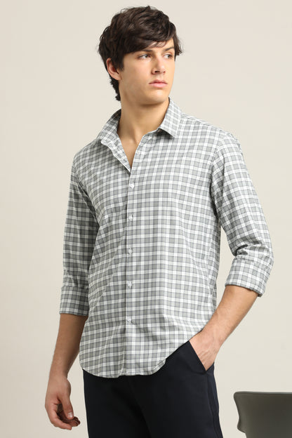 Ash Grey Checked TENCEL Shirt
