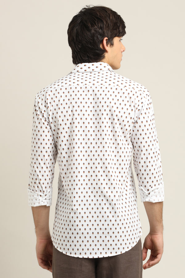 Ivory Tan Geo-Print Shirt — alternate view
