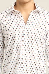 Ivory Tan Geo-Print TENCEL Shirt - IVYN