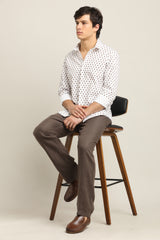 Ivory Tan Geo-Print TENCEL Shirt - IVYN