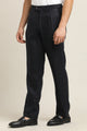 Pure Linen Pleated Trouser Navy Blue