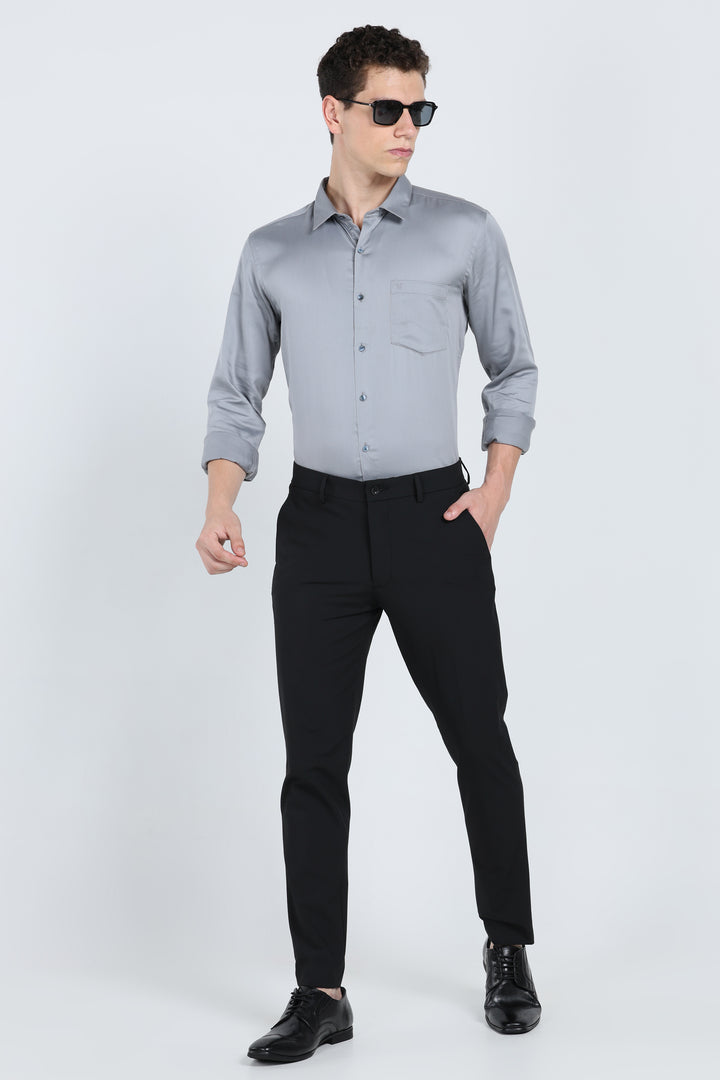 Urbane Grey Premium Cotton Shirt - IVYN