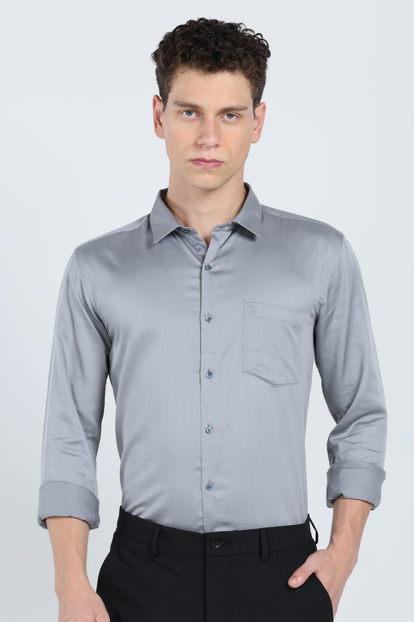 Urbane Grey Premium Cotton Shirt - IVYN