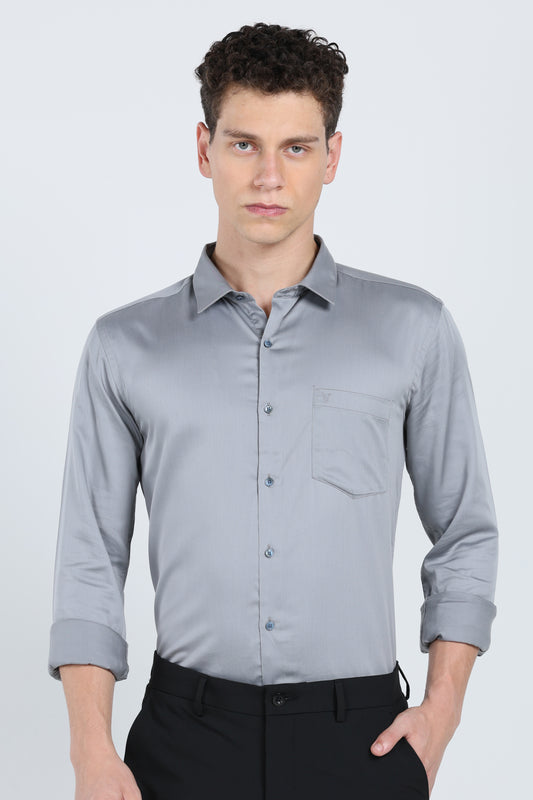 Urbane Grey Premium Cotton Shirt - IVYN