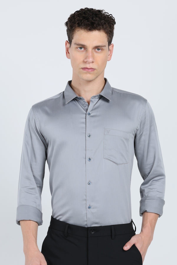 Urbane Grey Premium Cotton Shirt - IVYN