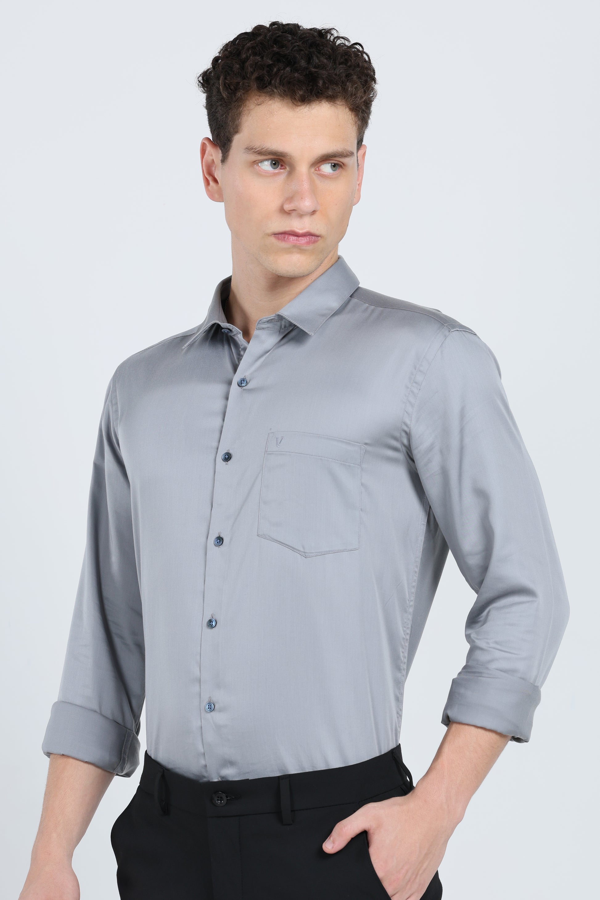 Urbane Grey Premium Cotton Shirt - IVYN