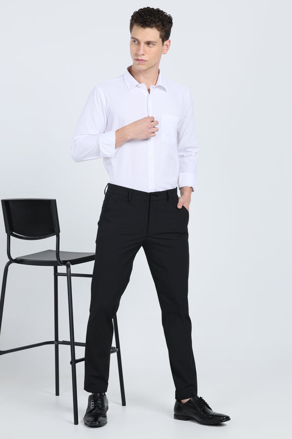 White Dobby Slim-Fit Formal Shirt — alternate view