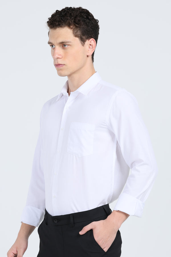 White Dobby Slim-Fit Formal Shirt — view 3